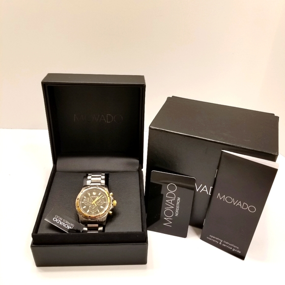 Movado two-tone stainless steel men's watch 800 series Fresh Battery, Box - Picture 4 of 15